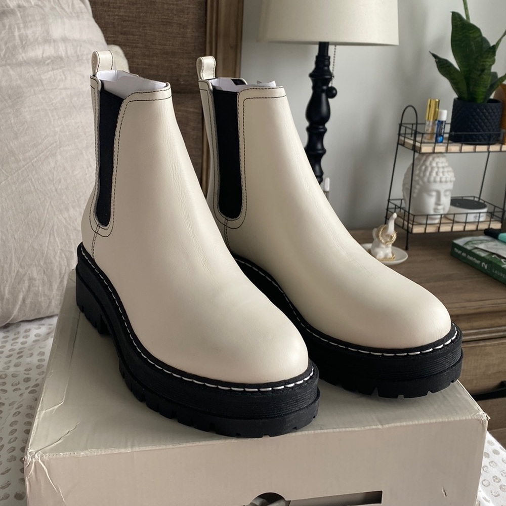 Marc Fisher Platform Ankle Boots in Ivory